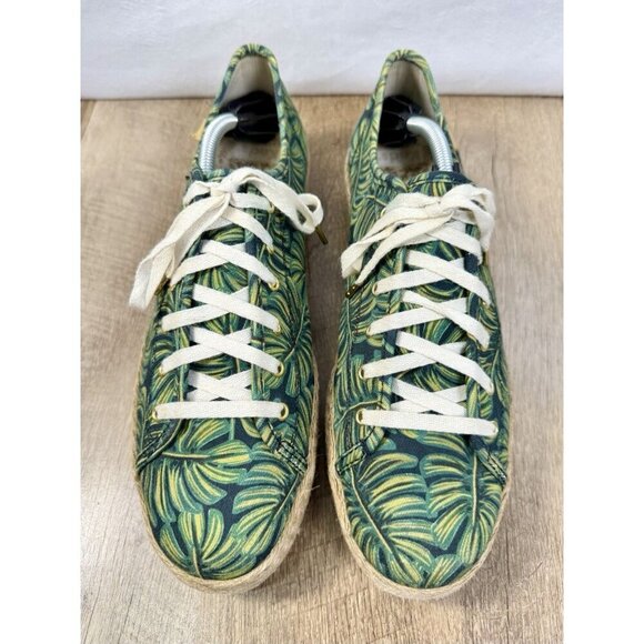 Keds Rifle Paper Shoes Womens 9.5 Espadrille Sneakers Green Tan Leaves WF58366M - Picture 5 of 12
